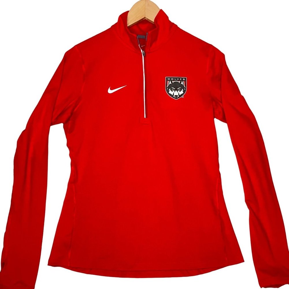 4/$25 Nike Top Performance WOU Wolves 1/4 Zip Red Shirt Jacket Women Sz M